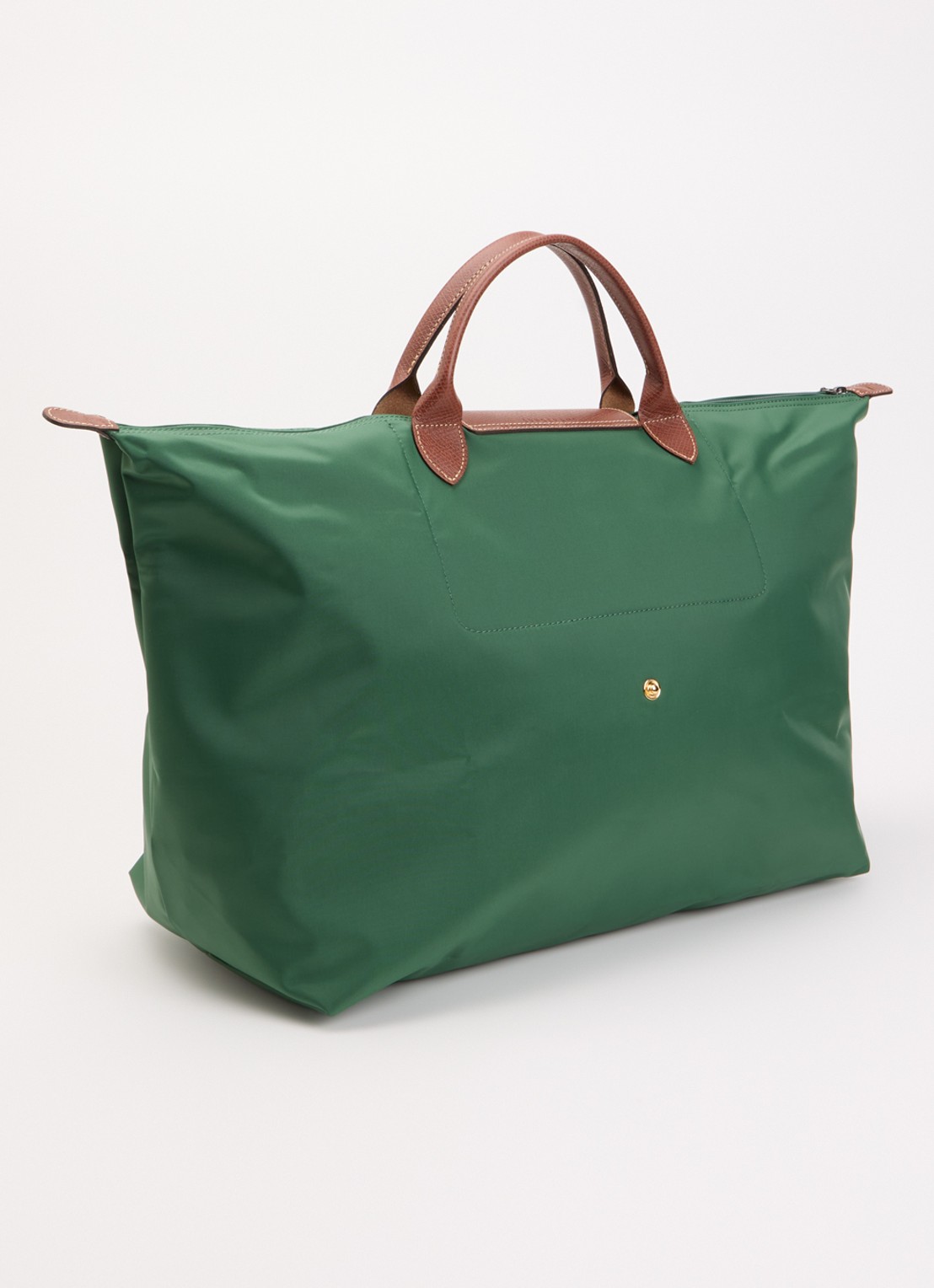 Longchamp Le Pliage Original reistas L met leren details - achterkant 7 donkergroen