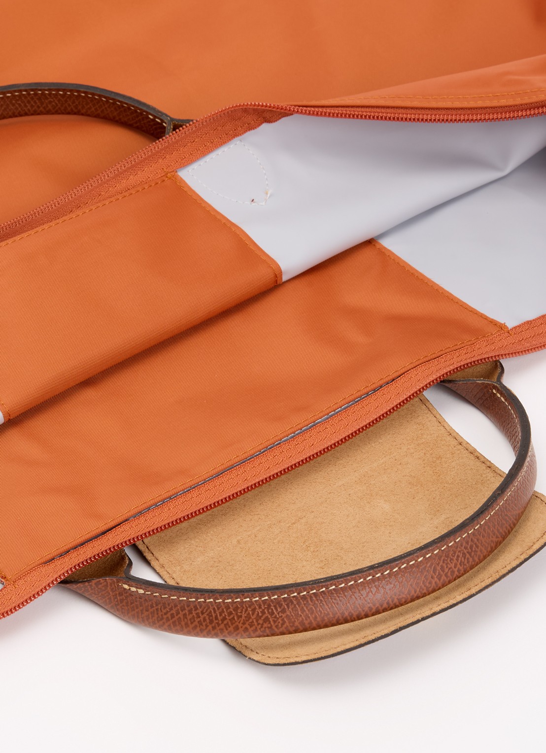 Longchamp Le Pliage Original reistas L met leren details - detail 4 oranjebruin