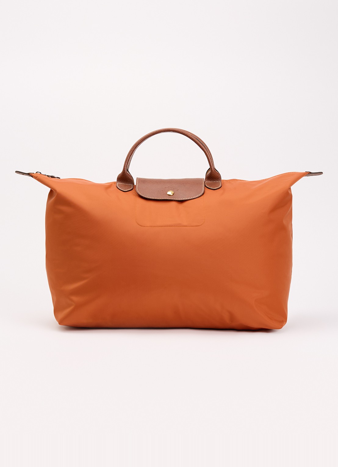 Longchamp Le Pliage Original reistas L met leren details - voorkant 2 oranjebruin
