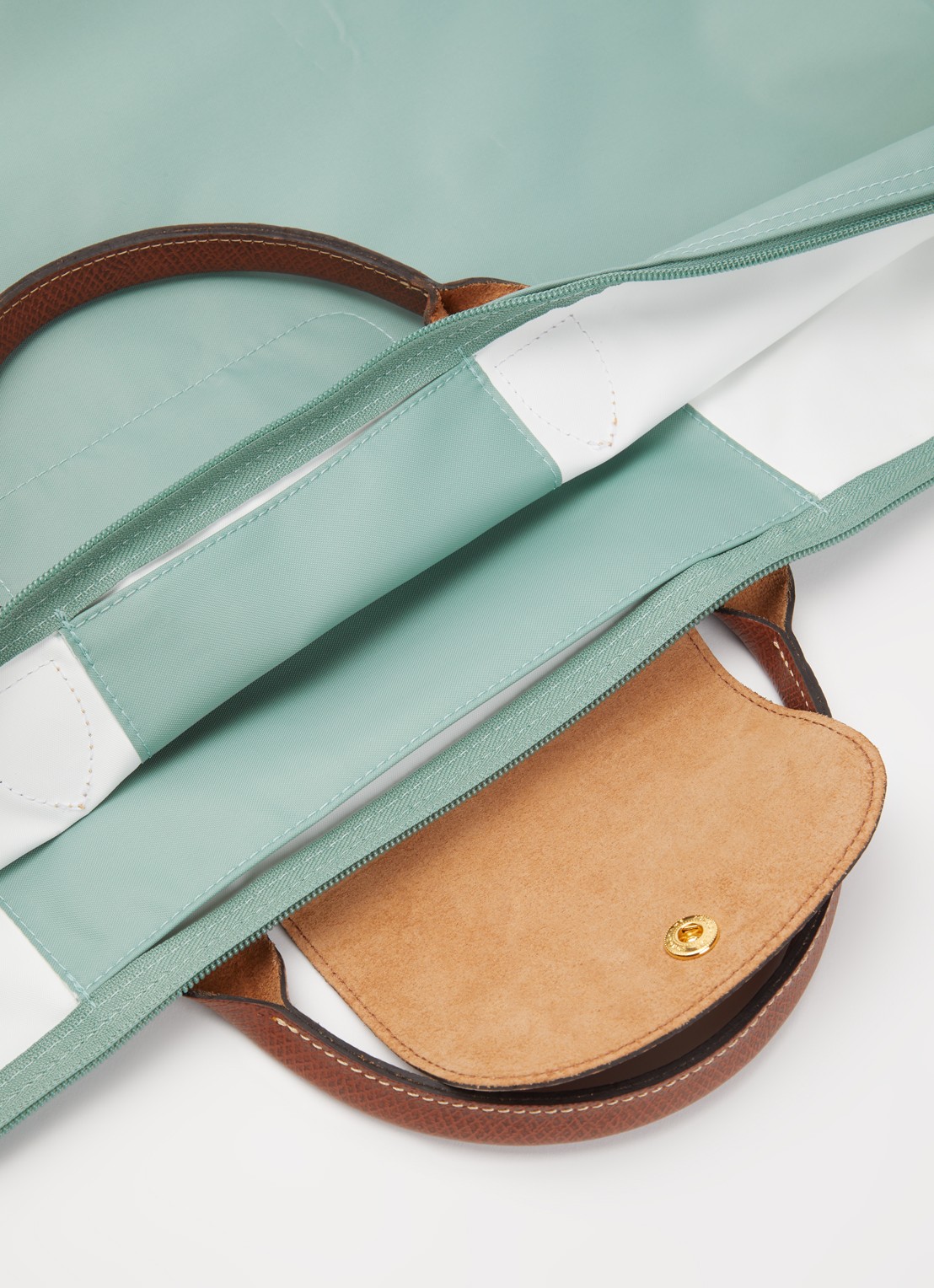Longchamp Le Pliage Original reistas L met leren details - detail 3 mint