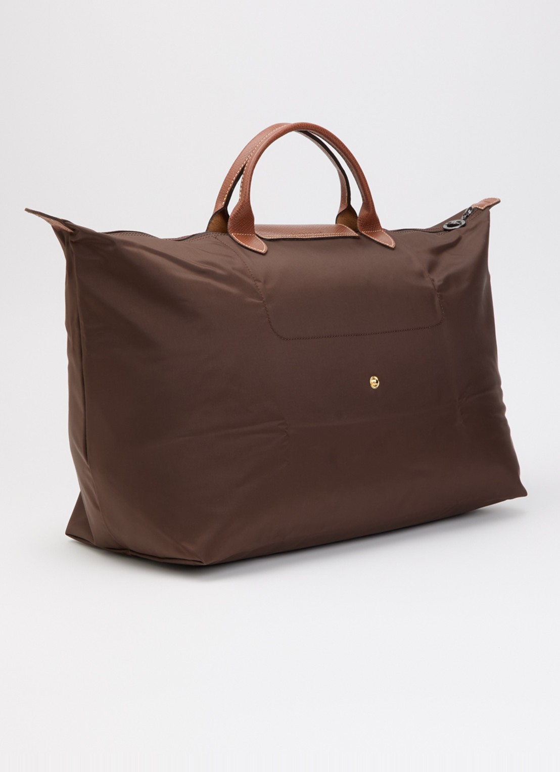 Longchamp Le Pliage Original reistas L met leren details - achterkant chocoladebruin