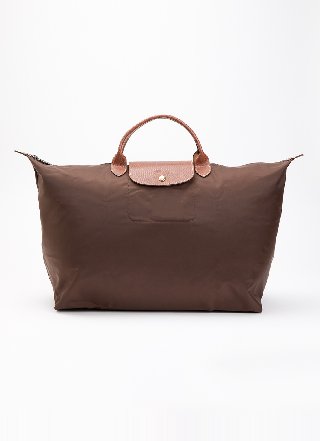 Longchamp Le Pliage Original reistas L met leren details - voorkant 6 chocoladebruin