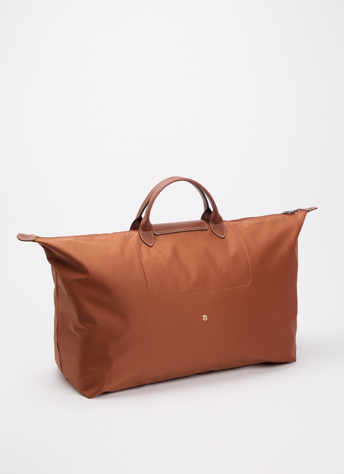 Longchamp Le Pliage Original reistas XL met leren details - achterkant cognac