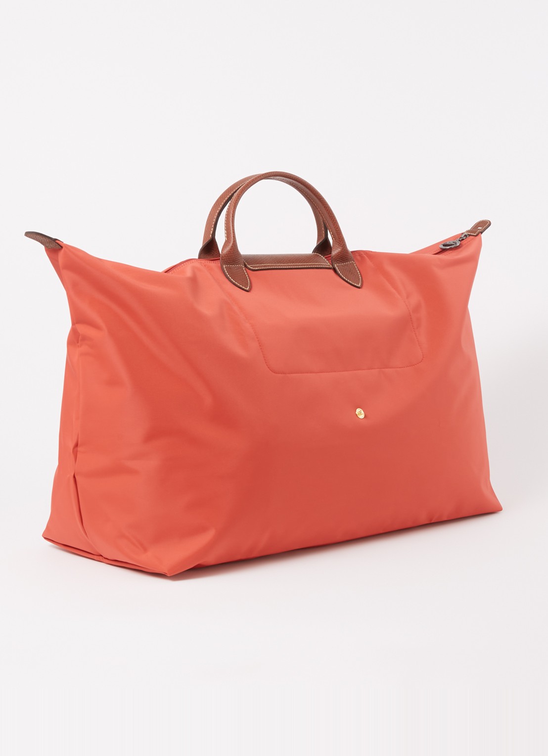 Longchamp Le Pliage Original reistas XL met leren details - achterkant 6 oranjerood