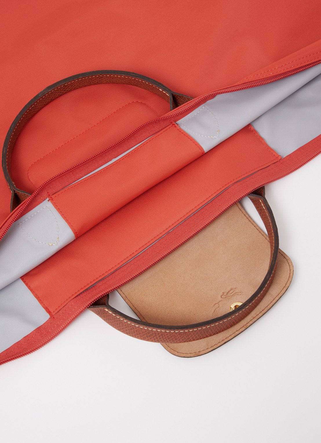 Longchamp Le Pliage Original reistas XL met leren details - detail oranjerood