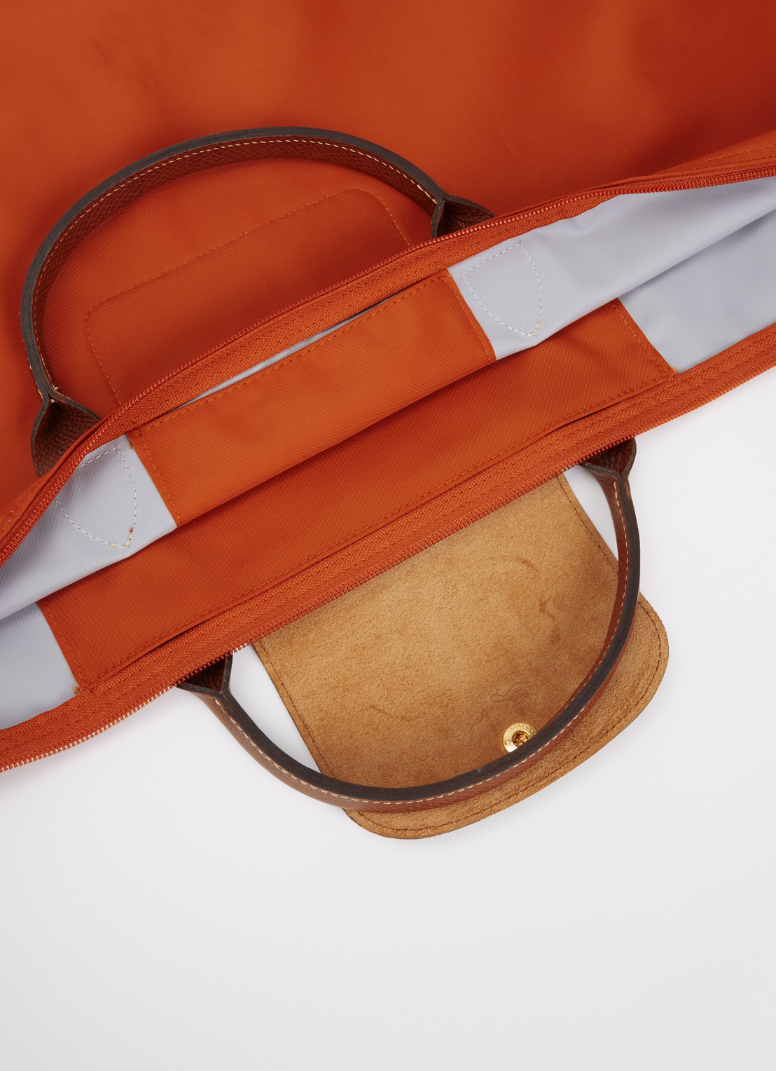 Longchamp Le Pliage Original reistas XL met leren details - detail 4 roodbruin