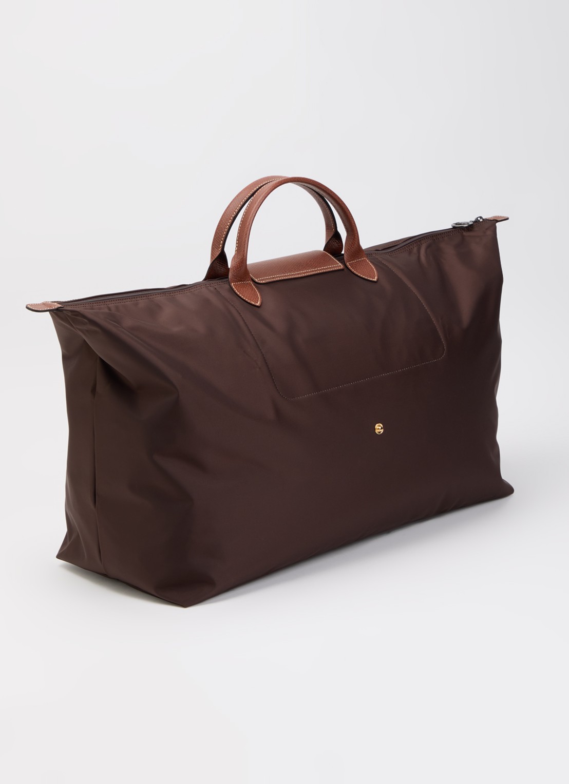 Longchamp Le Pliage Original reistas XL met leren details - achterkant 6 chocoladebruin