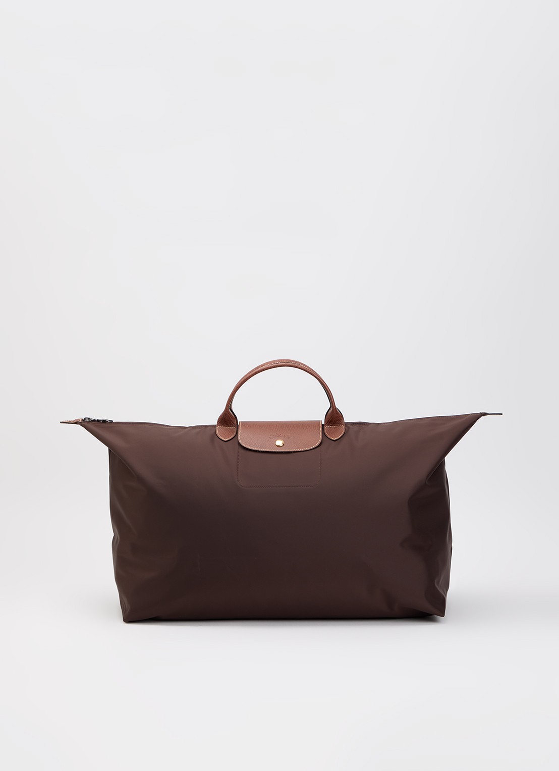 Longchamp Le Pliage Original reistas XL met leren details - voorkant chocoladebruin