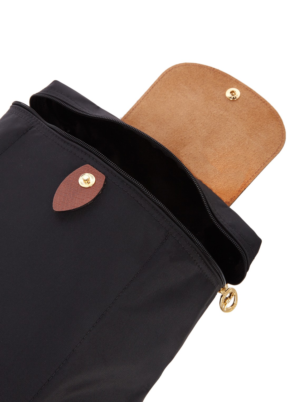 Longchamp Le Pliage Original rugzak M met leren details - detail 2 zwart