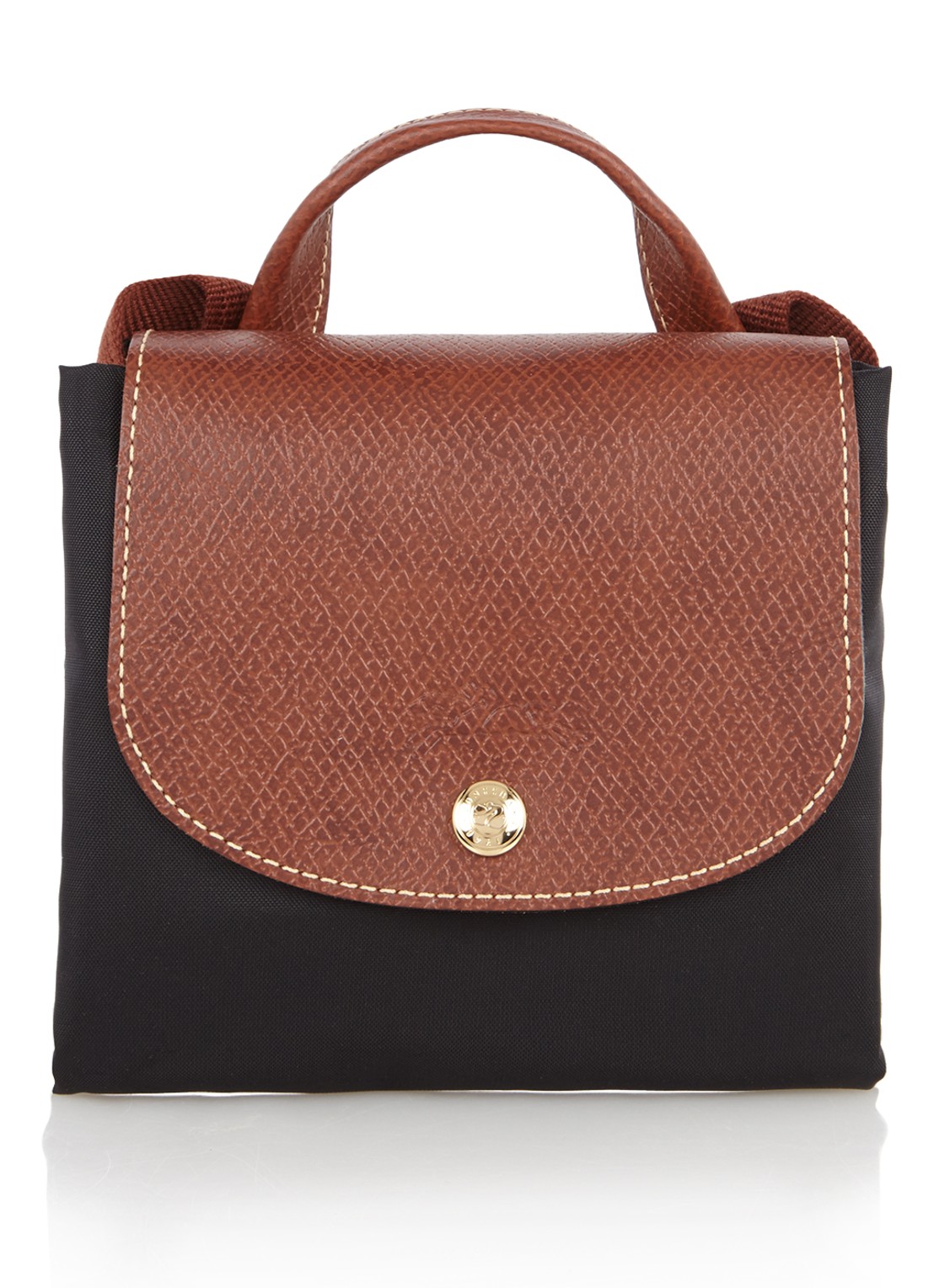 Longchamp Le Pliage Original rugzak M met leren details - detail 3 zwart