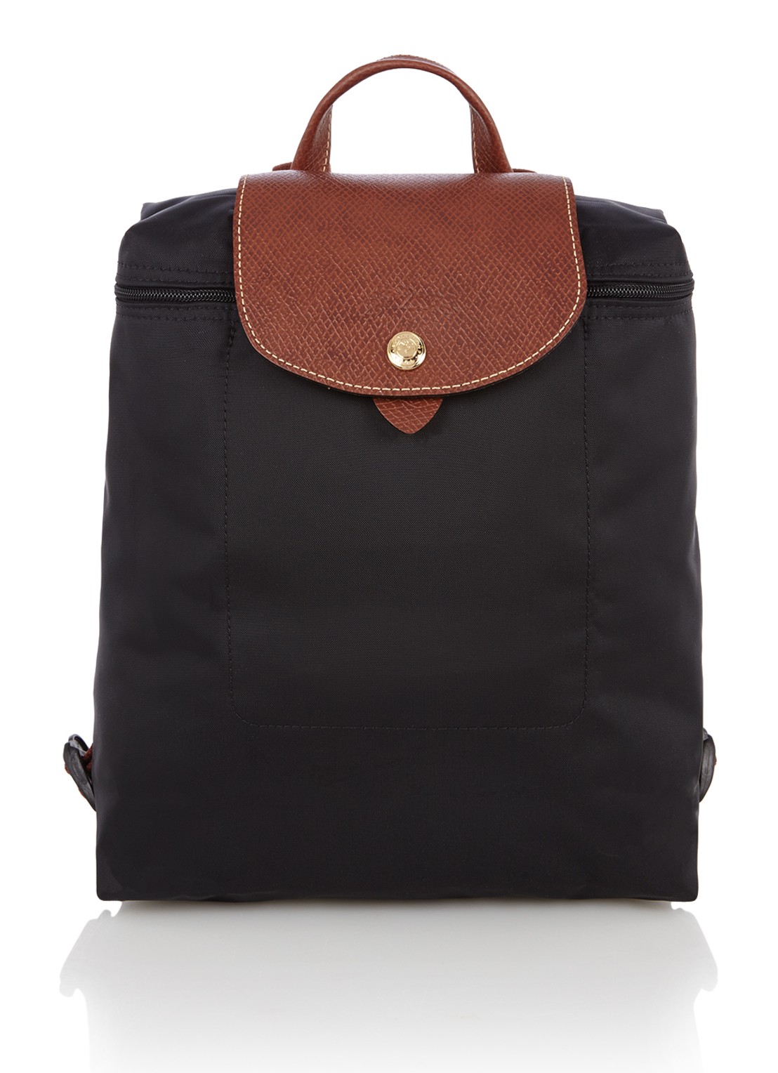 Longchamp Le Pliage Original rugzak M met leren details - voorkant 4 zwart
