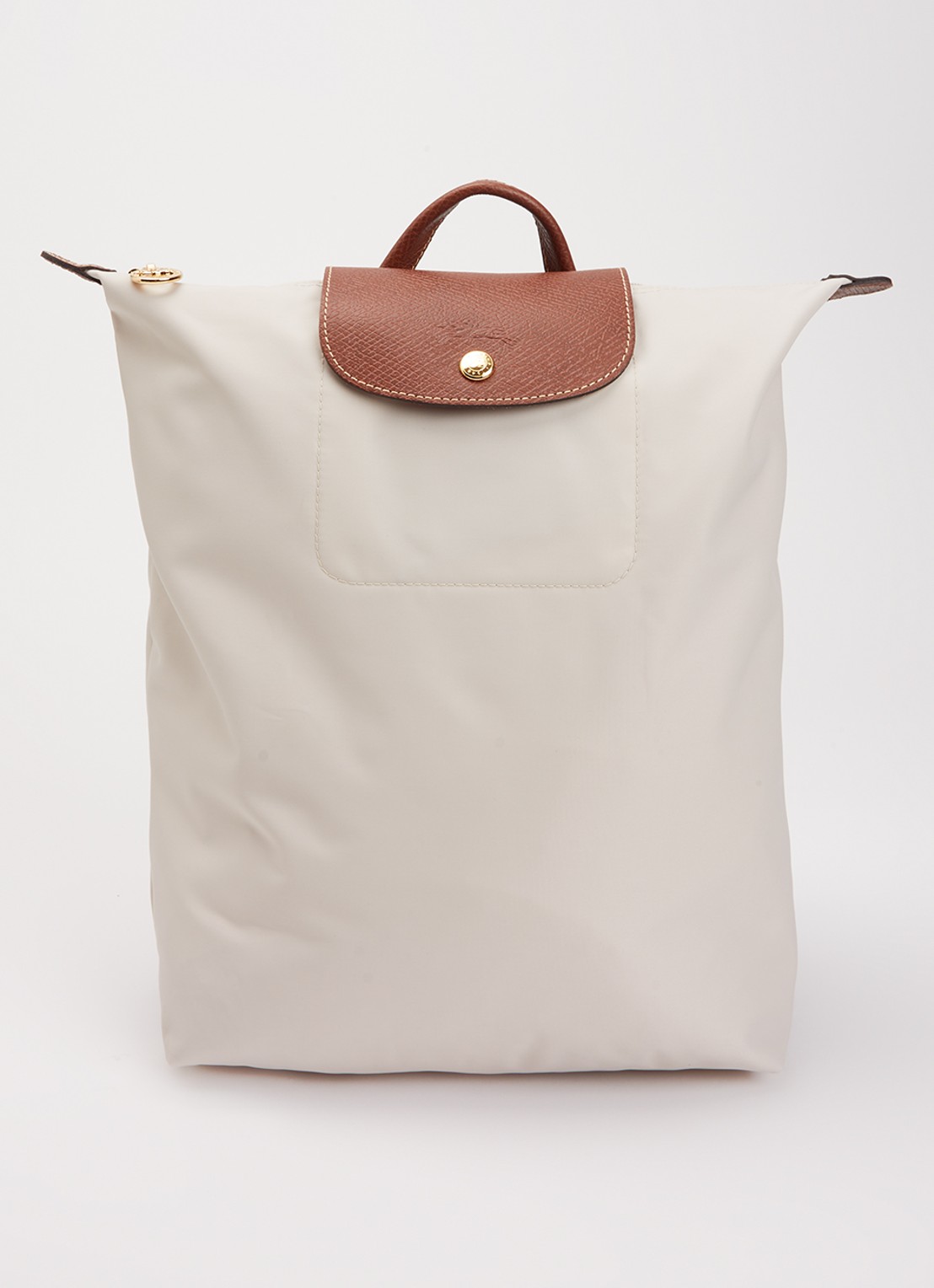 Longchamp Le Pliage Original rugzak M met leren details - voorkant 3 creme