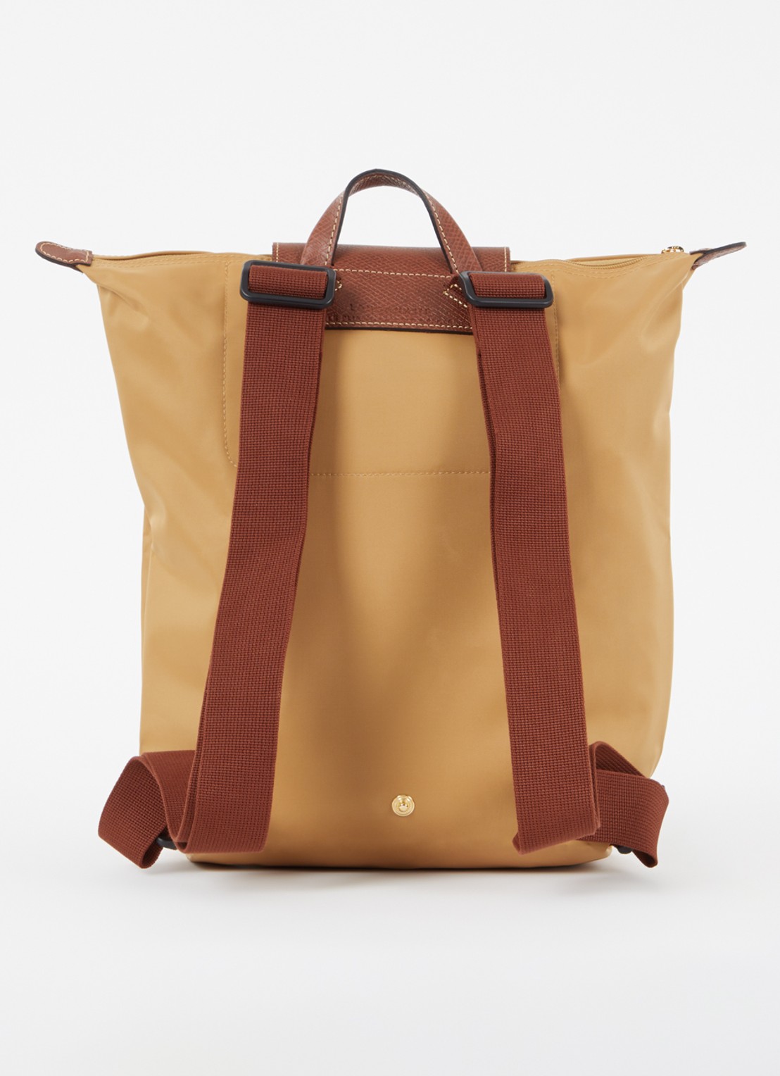Longchamp Le Pliage Original rugzak M met leren details - achterkant camel
