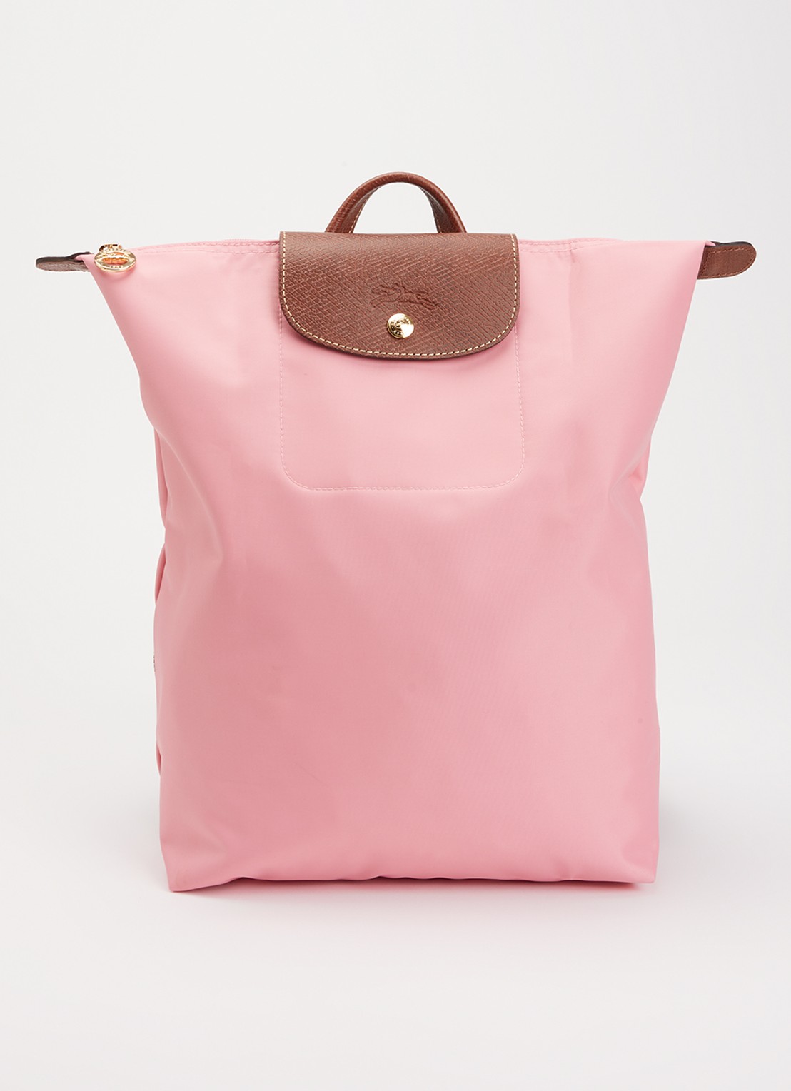 Longchamp Le Pliage Original rugzak M met leren details - voorkant roze