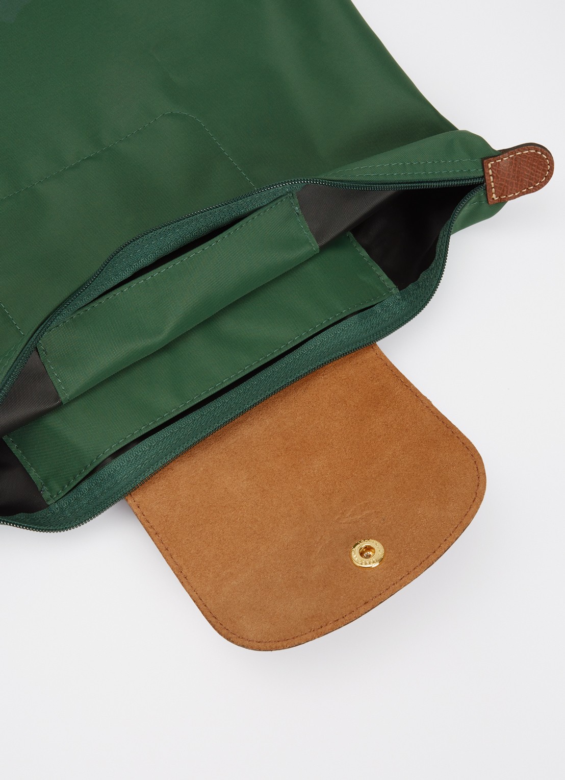 Longchamp Le Pliage Original rugzak M met leren details - detail 4 groen