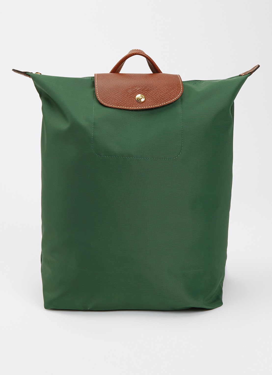 Longchamp Le Pliage Original rugzak M met leren details - voorkant groen