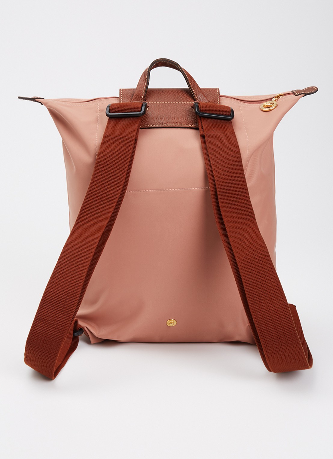 Longchamp Le Pliage Original rugzak M met leren details - achterkant oudroze