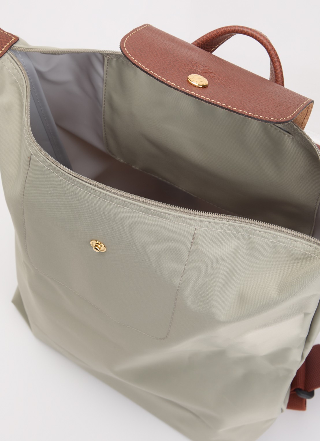 Longchamp Le Pliage Original rugzak M met leren details - detail grijs
