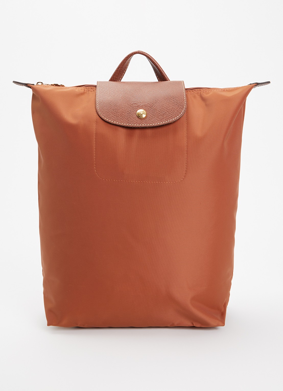 Longchamp Le Pliage Original rugzak M met leren details - voorkant cognac