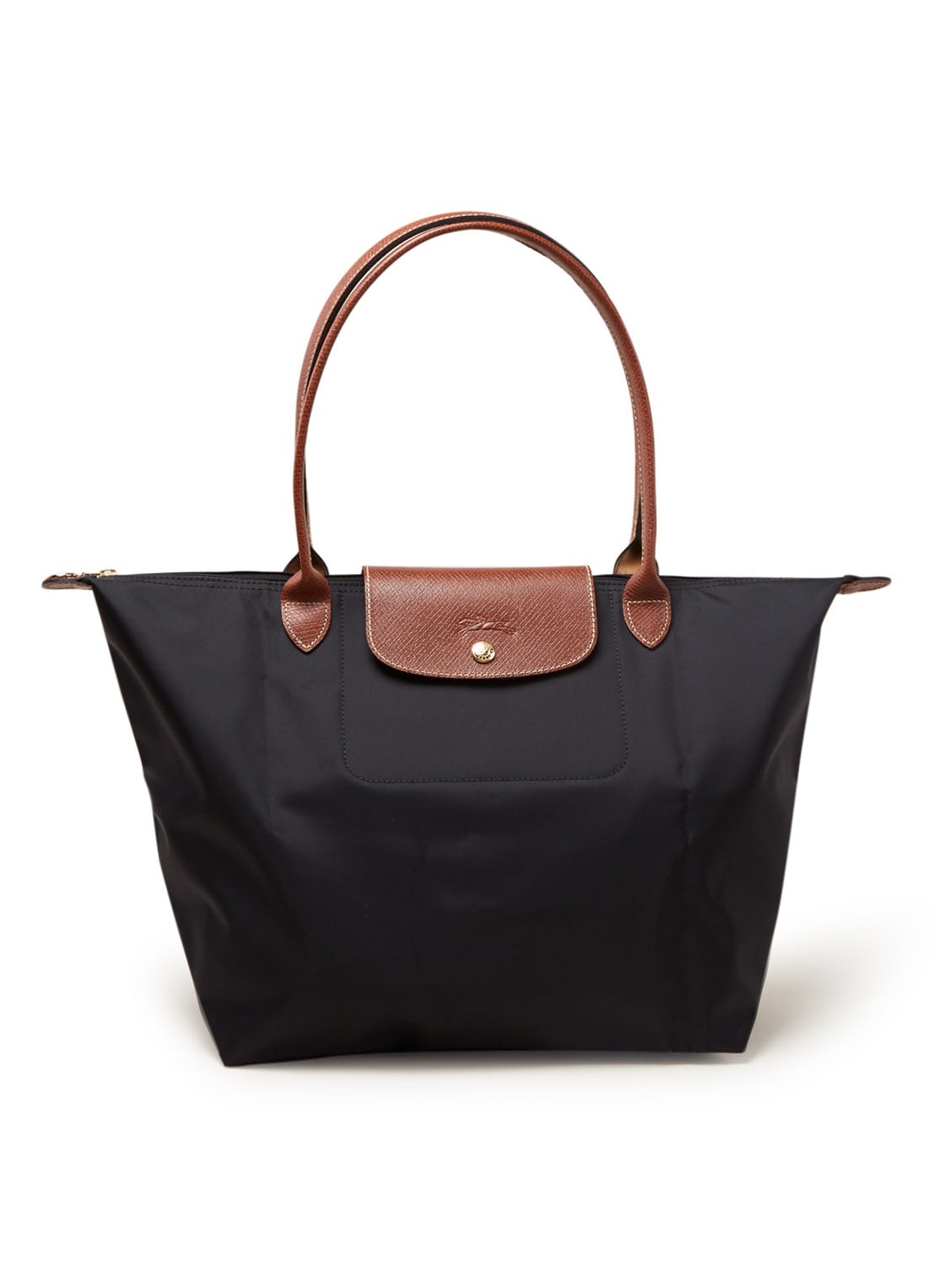 Longchamp Le Pliage Original schoudertas L met leren details - voorkant 2 zwart