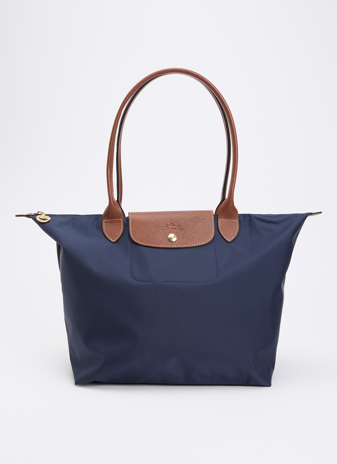 Longchamp Le Pliage Original schoudertas L met leren details - voorkant 2 donkerblauw