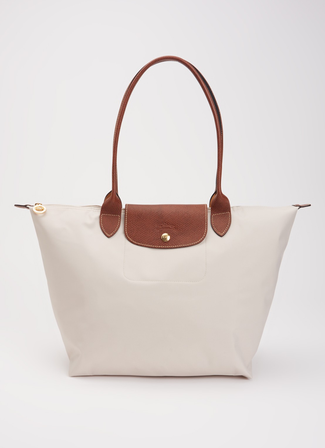 Longchamp Le Pliage Original schoudertas L met leren details - voorkant 2 creme