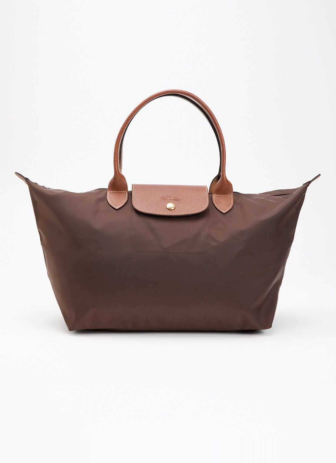 Longchamp Le Pliage Original schoudertas L met leren details - voorkant 6 donkerbruin