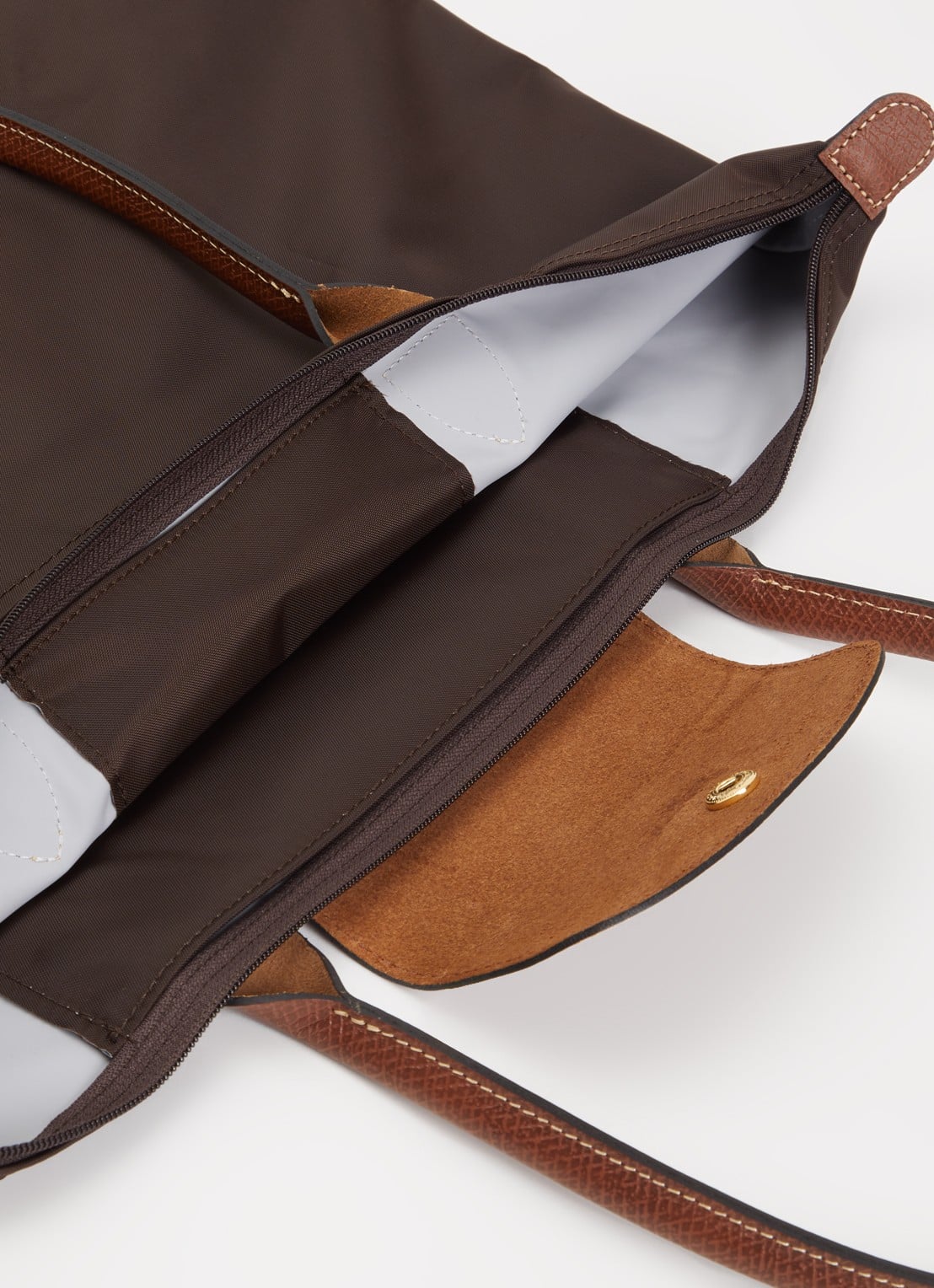 Longchamp Le Pliage Original schoudertas L met leren details - detail 3 chocoladebruin
