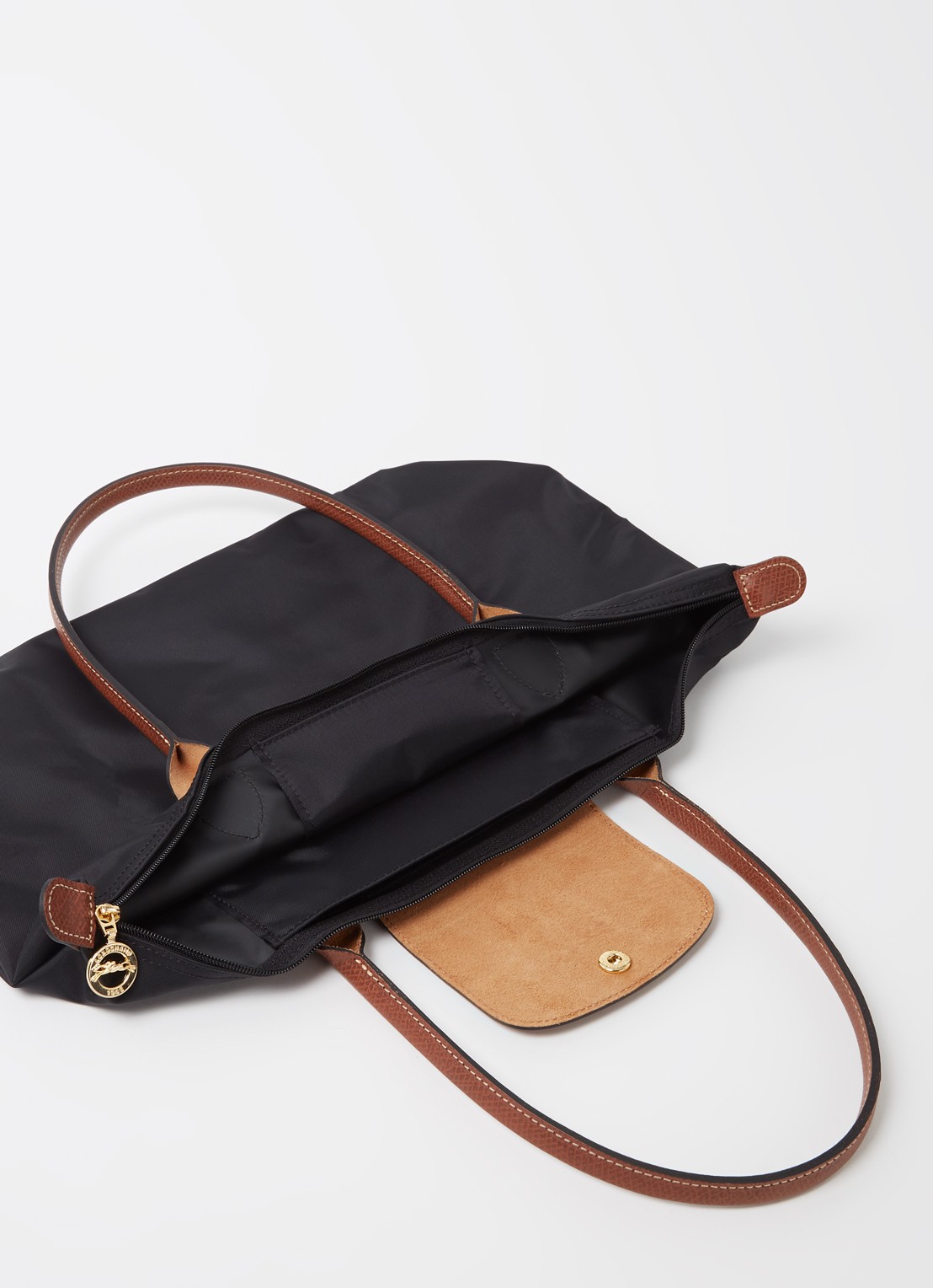 Longchamp Le Pliage Original schoudertas M met leren details - detail 4 zwart