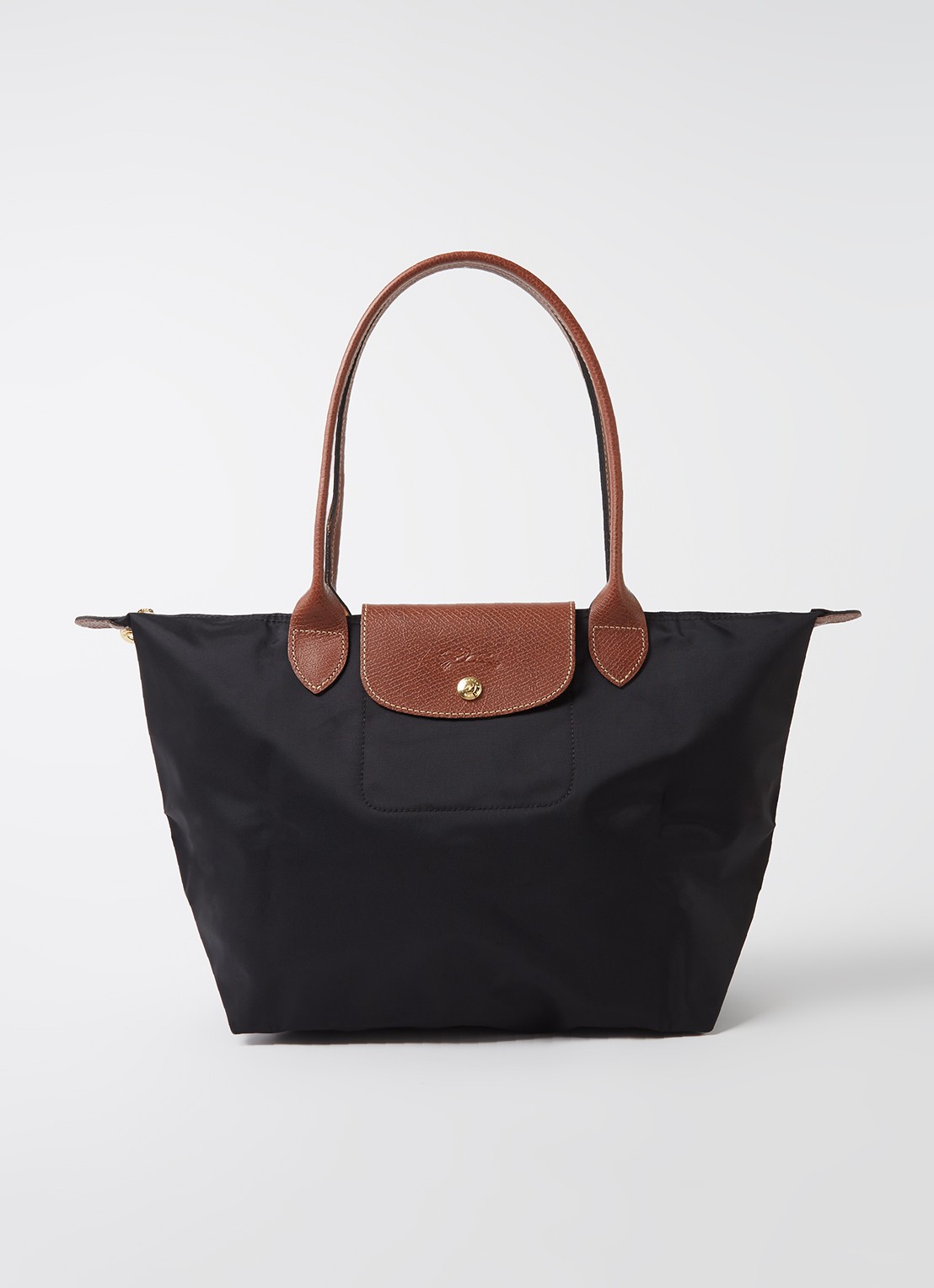 Longchamp Le Pliage Original schoudertas M met leren details - voorkant zwart