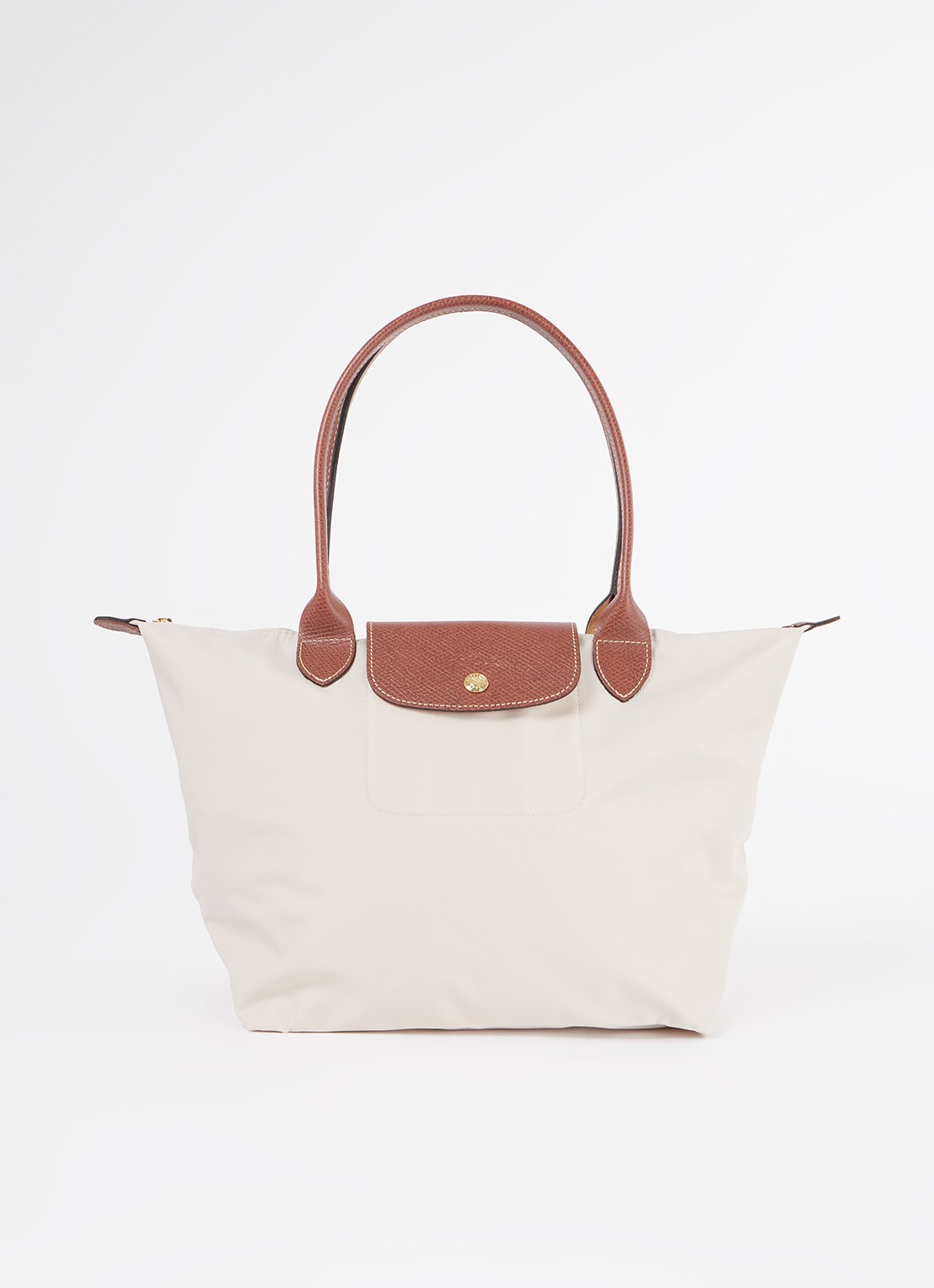 Longchamp Le Pliage Original schoudertas M met leren details - voorkant creme