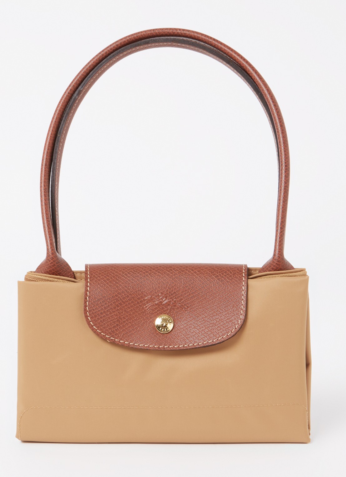 Longchamp Le Pliage Original schoudertas M met leren details - detail 3 camel