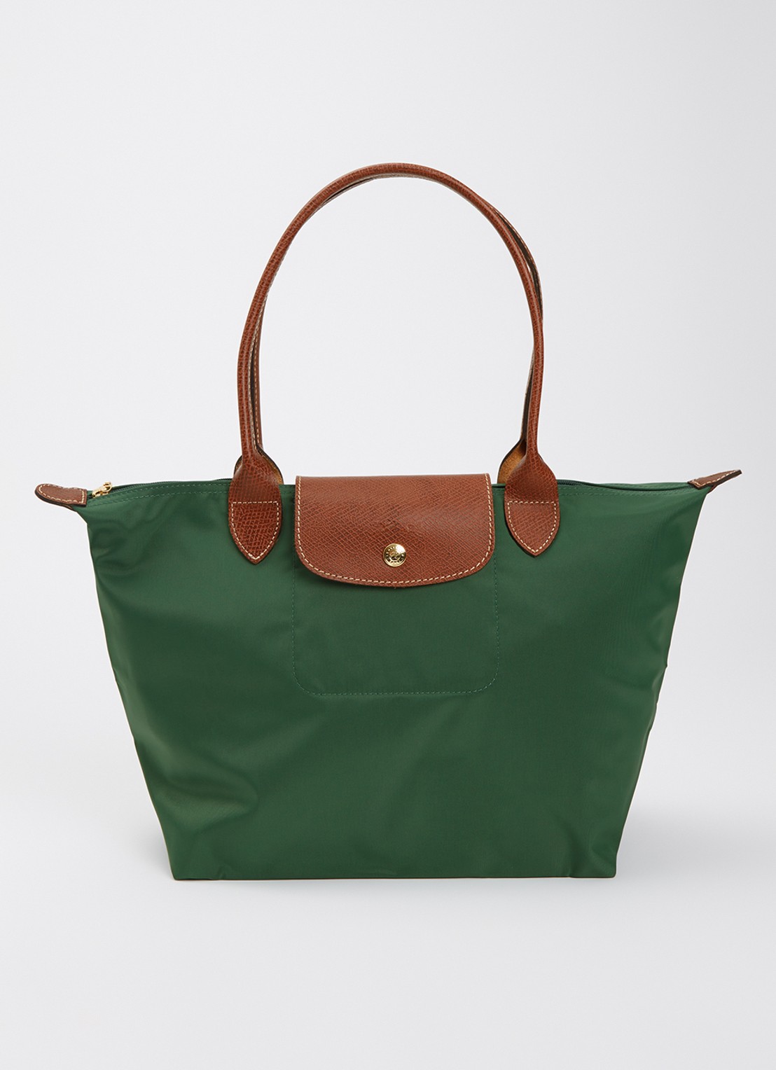 Longchamp Le Pliage Original schoudertas M met leren details - voorkant groen