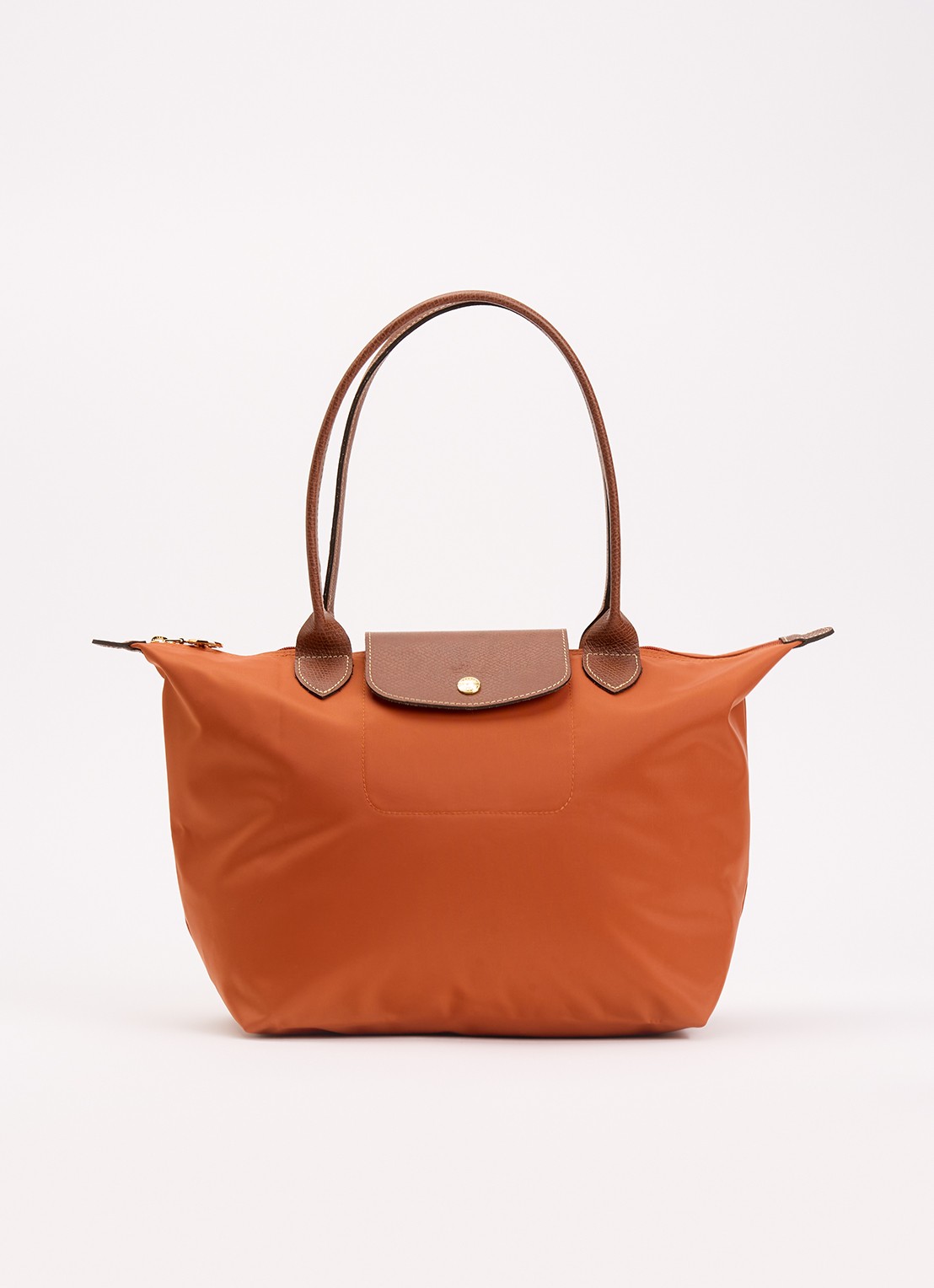 Longchamp Le Pliage Original schoudertas M met leren details - voorkant 2 oranjebruin