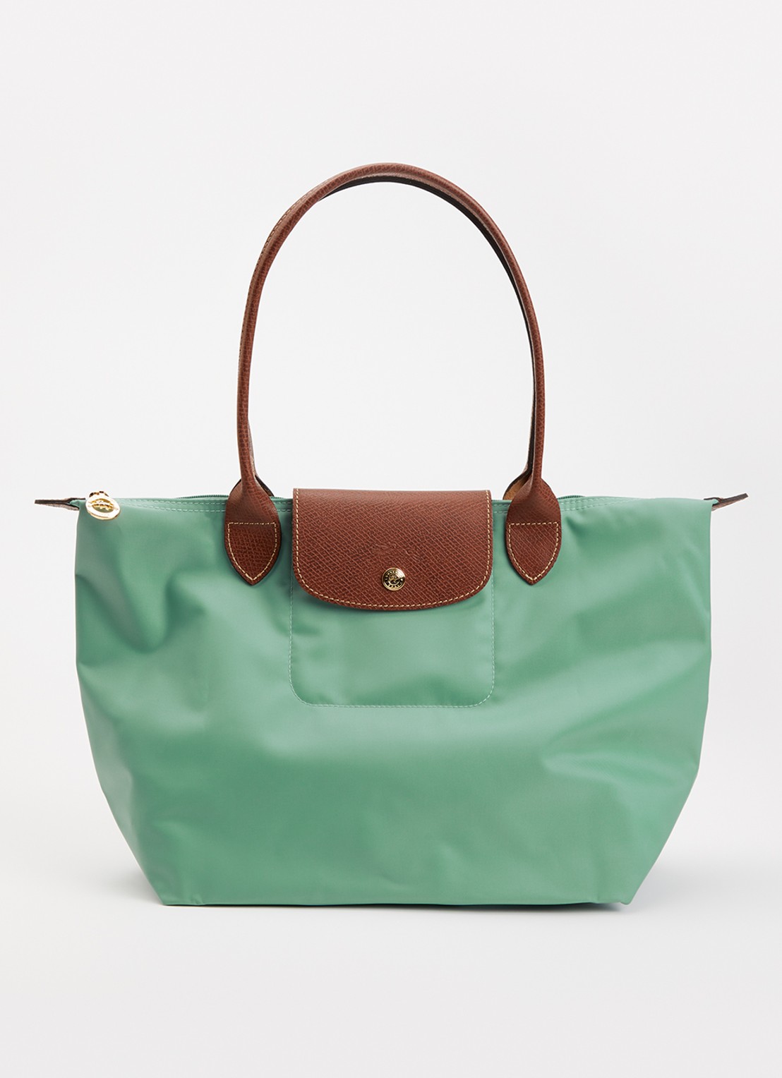 Longchamp Le Pliage Original schoudertas M met leren details - voorkant zeegroen