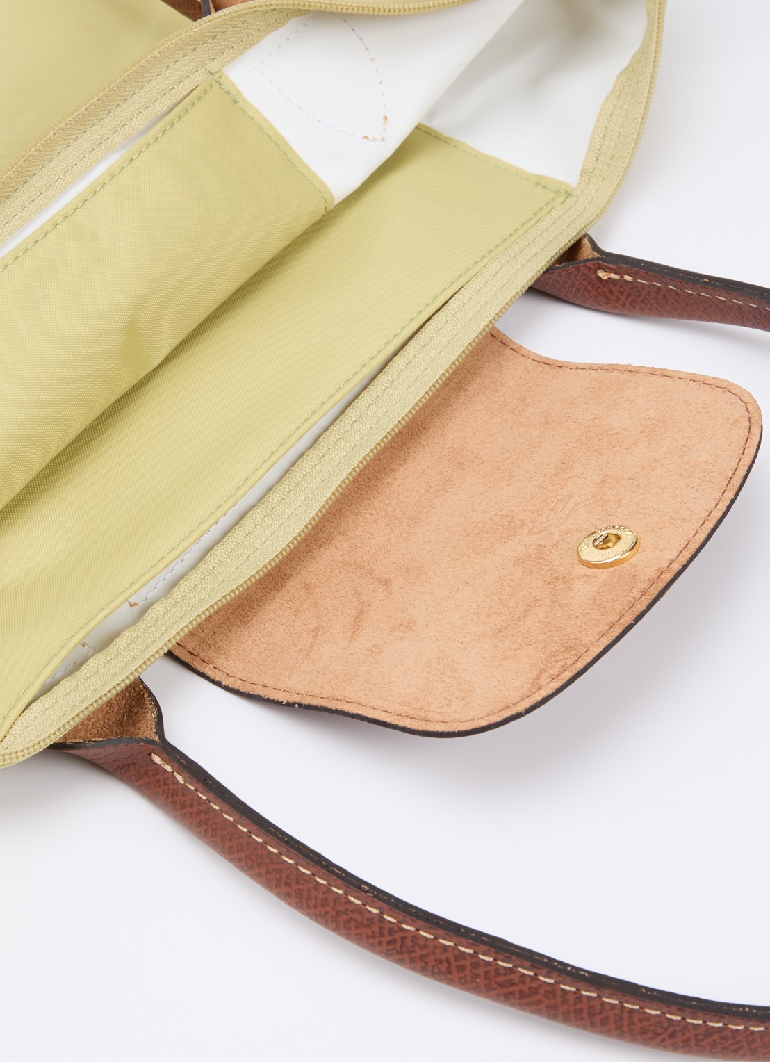 Longchamp Le Pliage Original schoudertas M met leren details - detail 2 mosgroen