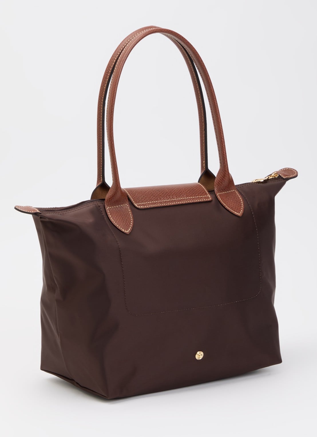 Longchamp Le Pliage Original schoudertas M met leren details - achterkant 2 chocoladebruin