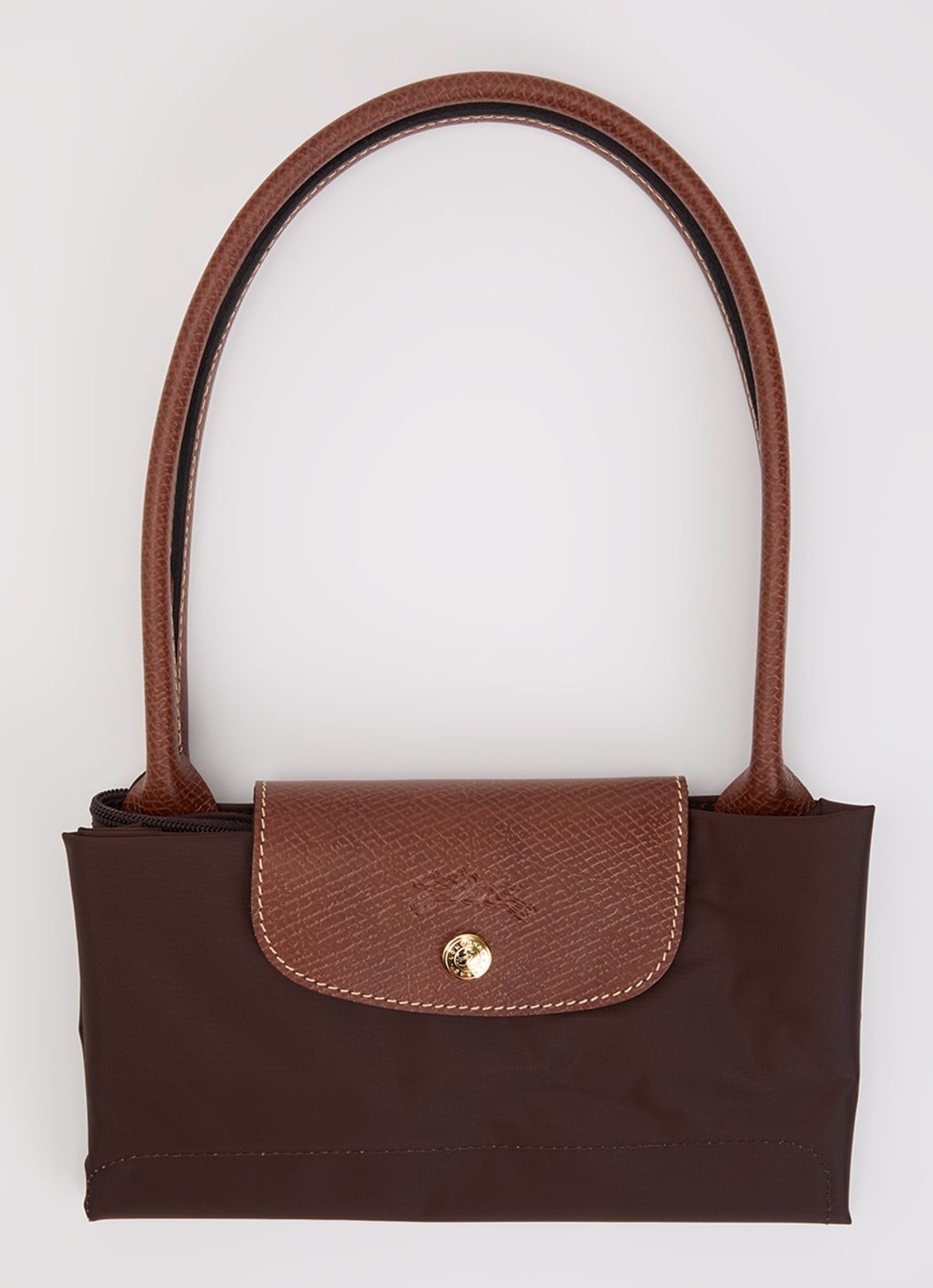 Longchamp Le Pliage Original schoudertas M met leren details - detail 5 chocoladebruin