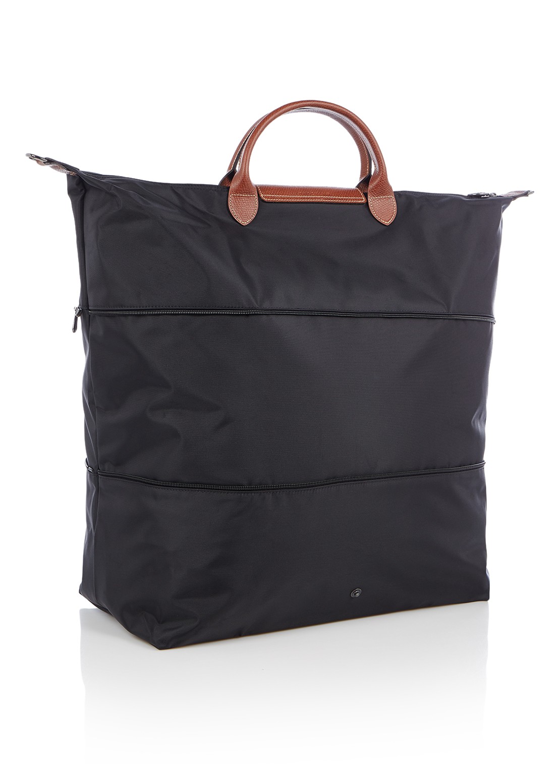 Longchamp Le Pliage Original vergrootbare reistas met leren details - detail 3 zwart