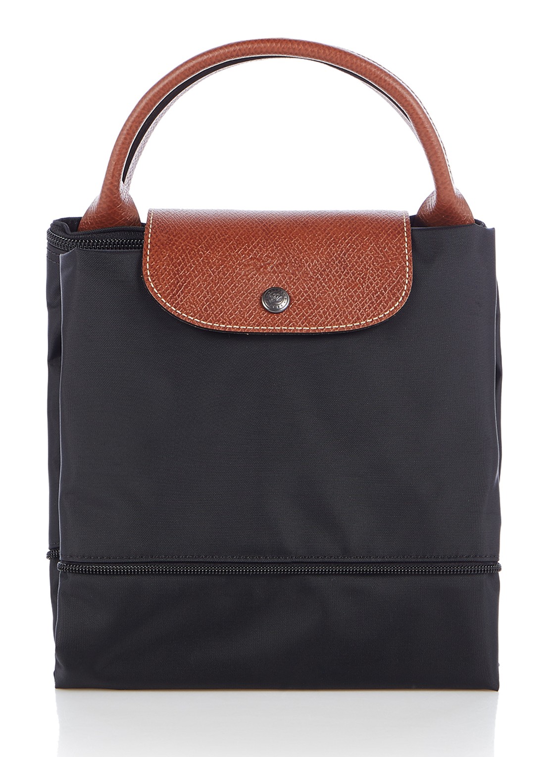 Longchamp Le Pliage Original vergrootbare reistas met leren details - detail 5 zwart