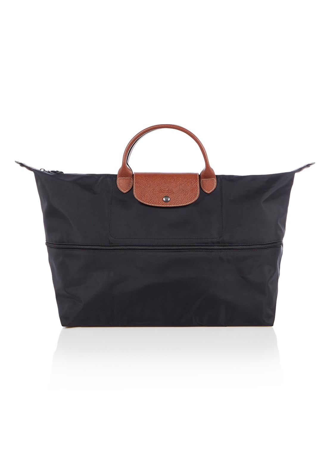 Longchamp Le Pliage Original vergrootbare reistas met leren details - detail 6 zwart