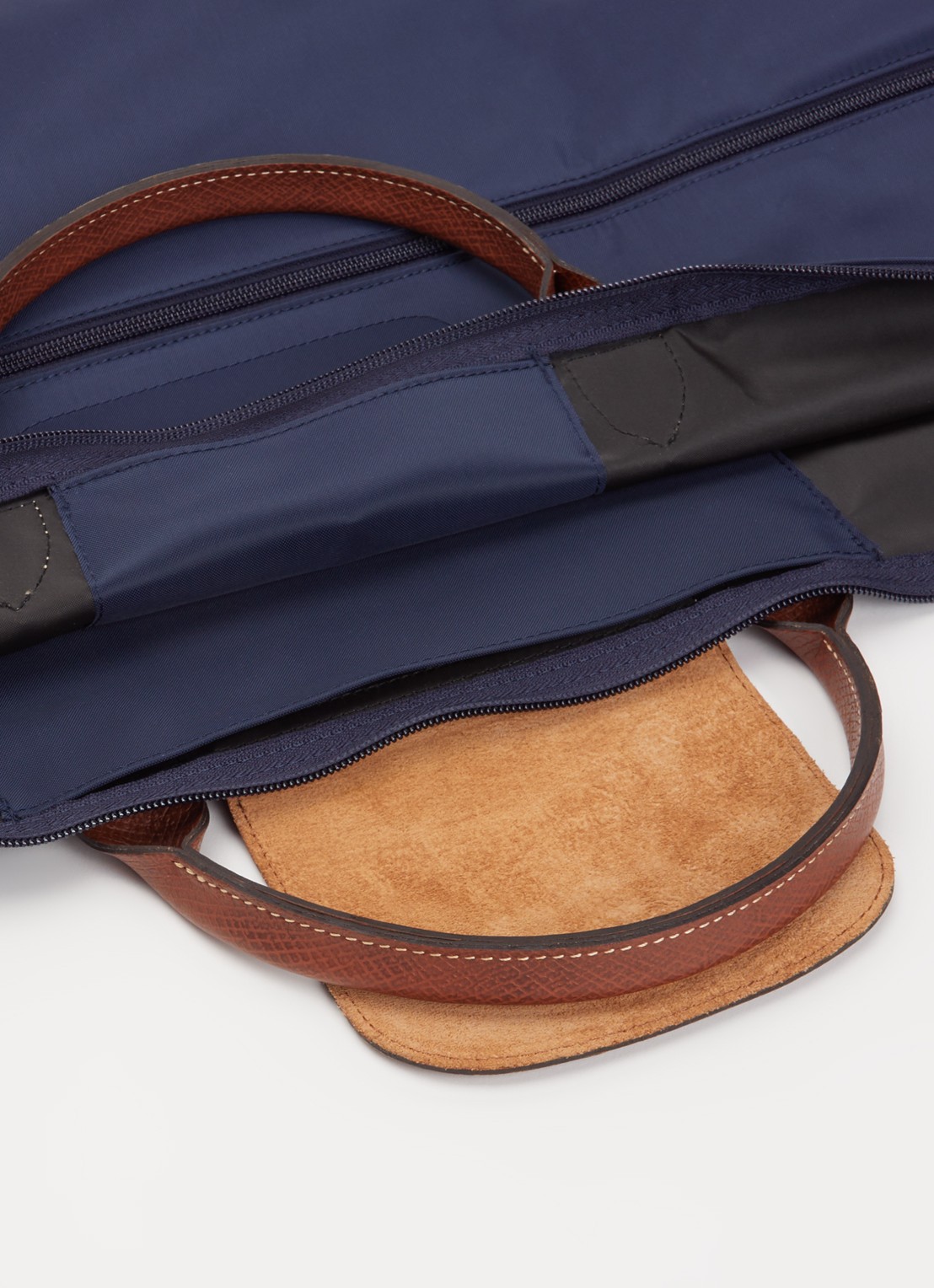 Longchamp Le Pliage Original vergrootbare reistas met leren details - detail 2 donkerblauw