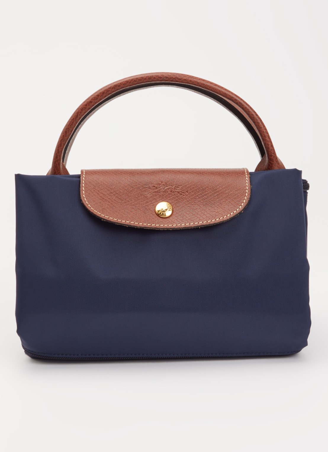 Longchamp Le Pliage Original vergrootbare reistas met leren details - detail 4 donkerblauw