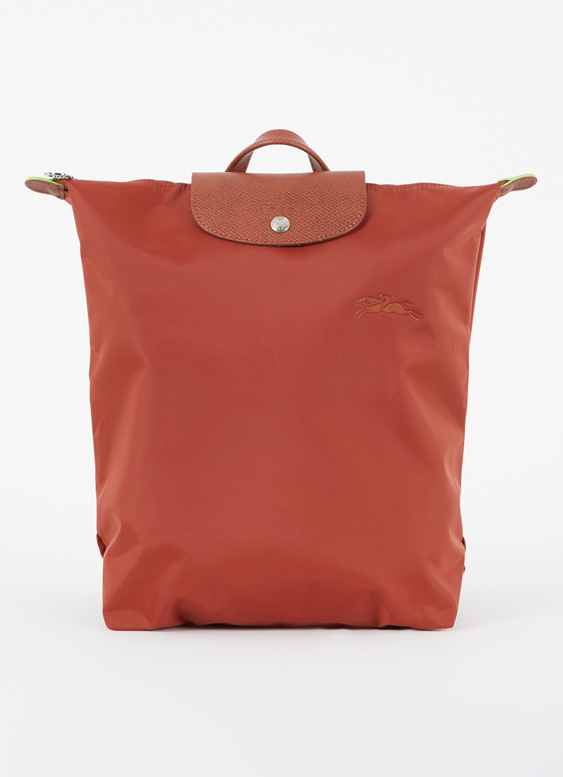Longchamp Le Pliage rugzak M met leren details - voorkant 3 kastanjebruin