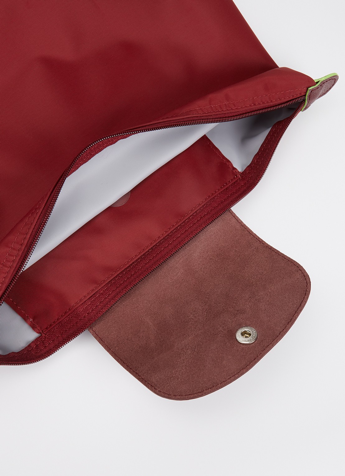 Longchamp Le Pliage rugzak M met leren details - detail 4 bordeauxrood