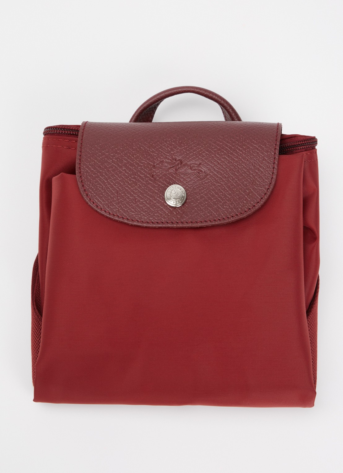 Longchamp Le Pliage rugzak M met leren details - detail 5 bordeauxrood