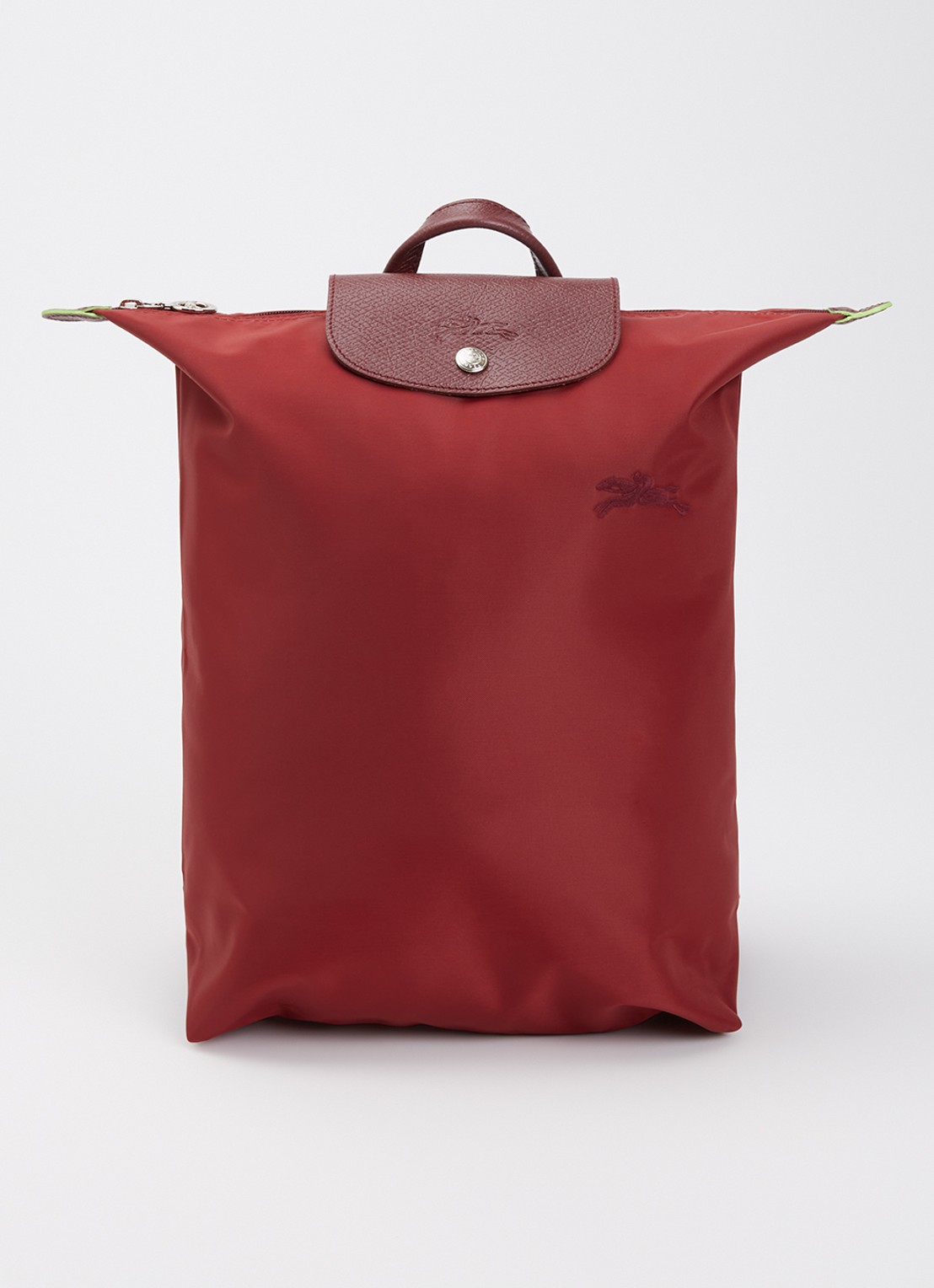 Longchamp Le Pliage rugzak M met leren details - voorkant 2 bordeauxrood