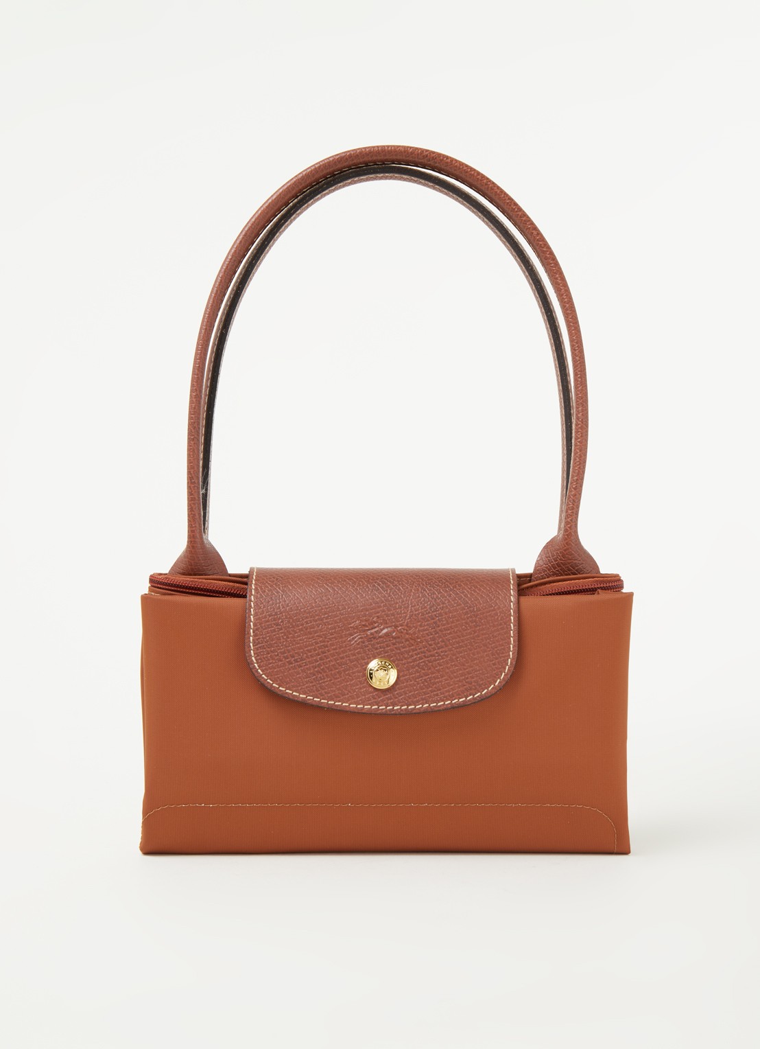 Longchamp Le Pliage schoudertas S met leren details - detail 3 cognac