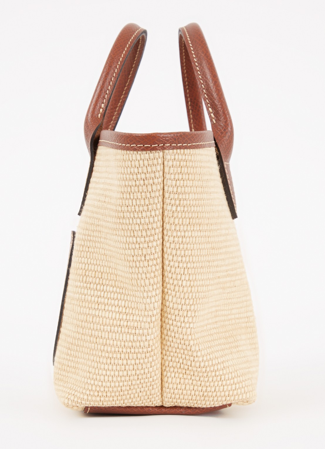 Longchamp Le Pliage XS Basket crossbodytas van raffia met leren details - detail 6 donkerbruin