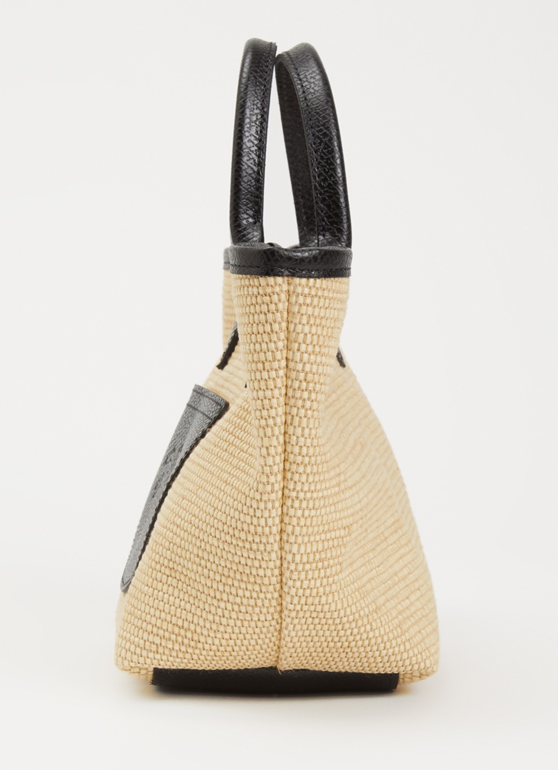 Longchamp Le Pliage XS Basket crossbodytas van raffia met leren details - detail 6 zwart